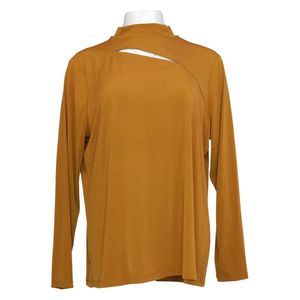 Susan Graver Women's Top Sz XL Liquid Knit Tunic Autumn gold A387831